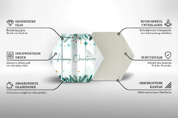 Tagliere in vetro Merry Christmas