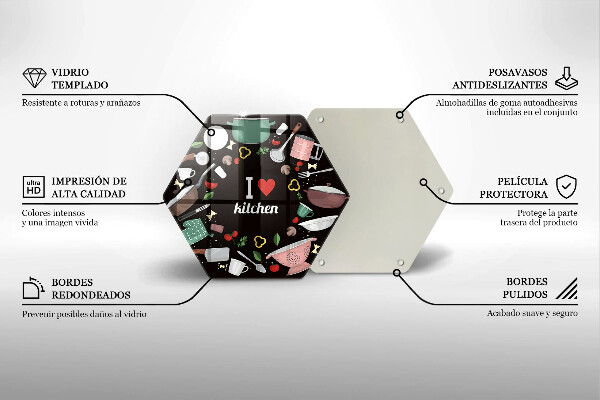 Tagliere in vetro Illustrazione Amo la cucina