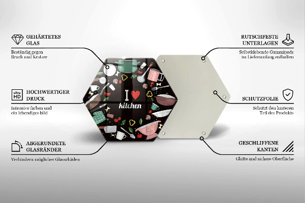 Tagliere in vetro Illustrazione Amo la cucina