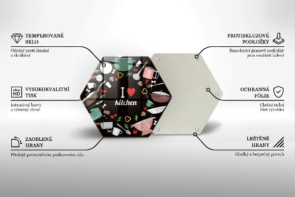 Tagliere in vetro Illustrazione Amo la cucina