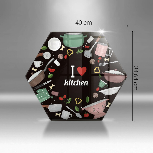 Tagliere in vetro Illustrazione Amo la cucina