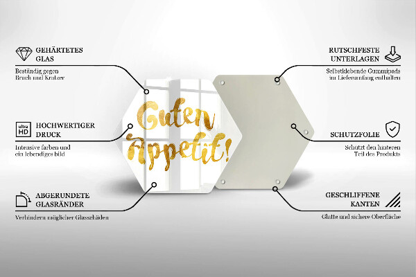 Tagliere in vetro L'iscrizione Guten Appetit!