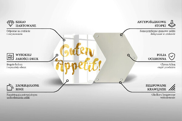 Tagliere in vetro L'iscrizione Guten Appetit!