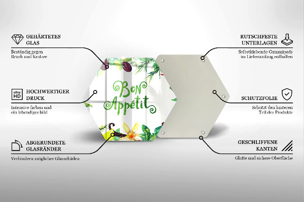 Tagliere in vetro Iscrizione Bon Appetit