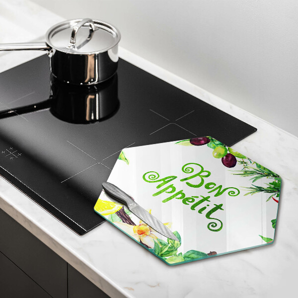 Tagliere in vetro Iscrizione Bon Appetit