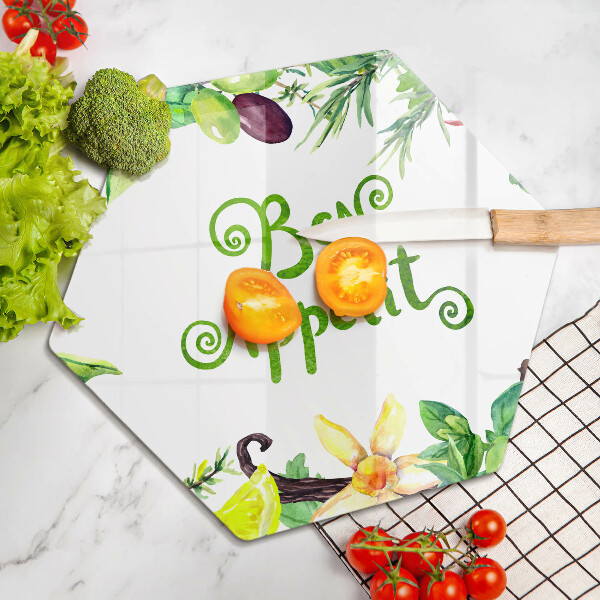 Tagliere in vetro Iscrizione Bon Appetit