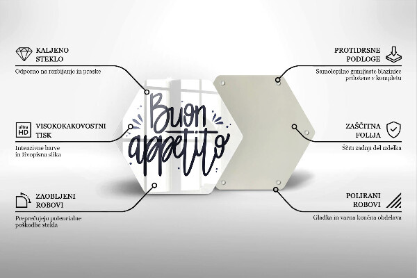 Tagliere in vetro Iscrizione Buon Appetito