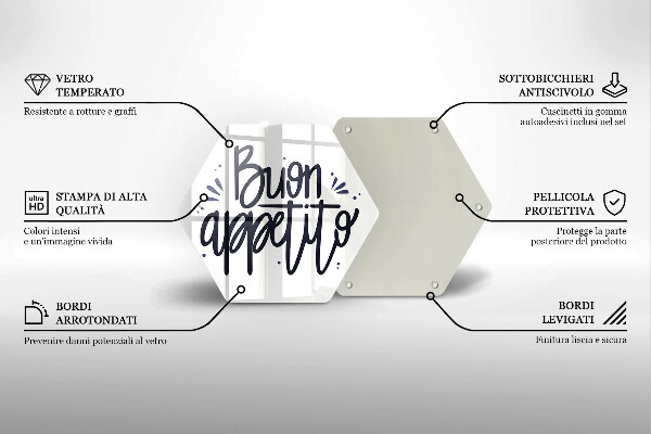 Tagliere in vetro Iscrizione Buon Appetito