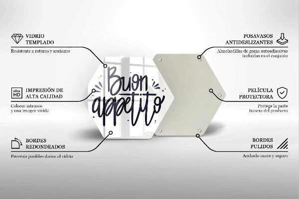 Tagliere in vetro Iscrizione Buon Appetito