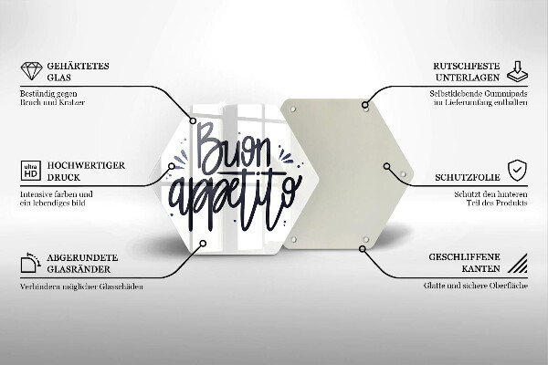 Tagliere in vetro Iscrizione Buon Appetito