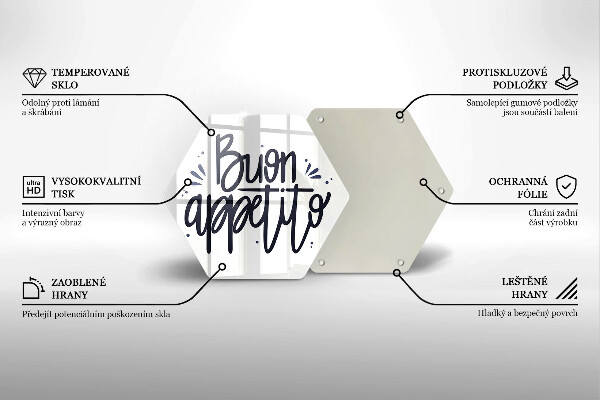 Tagliere in vetro Iscrizione Buon Appetito