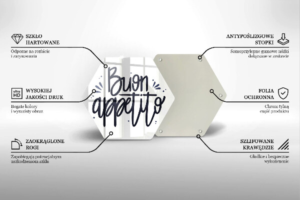 Tagliere in vetro Iscrizione Buon Appetito