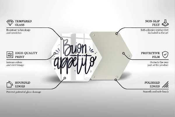 Tagliere in vetro Iscrizione Buon Appetito