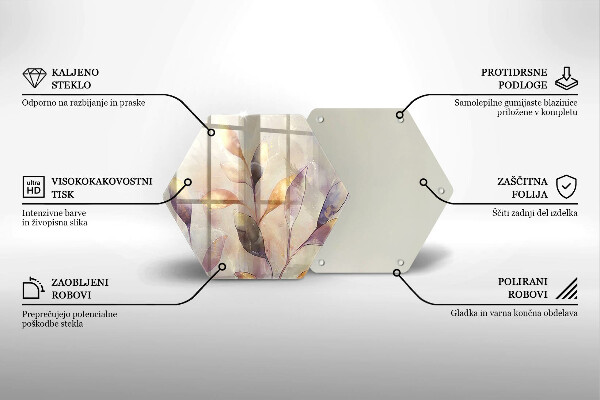 Tagliere in vetro Foglie boho dipinte