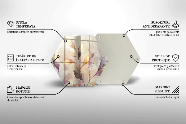 Tagliere in vetro Foglie boho dipinte