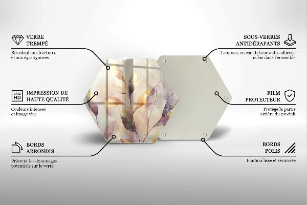 Tagliere in vetro Foglie boho dipinte