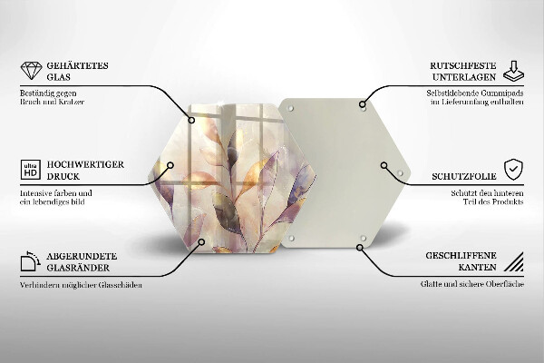 Tagliere in vetro Foglie boho dipinte