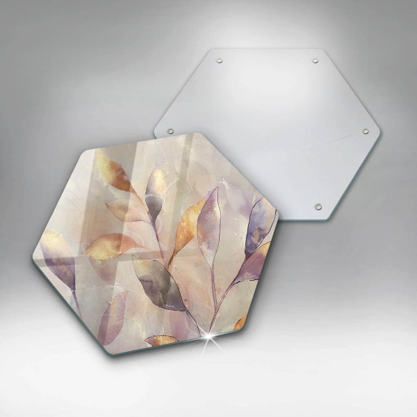 Tagliere in vetro Foglie boho dipinte