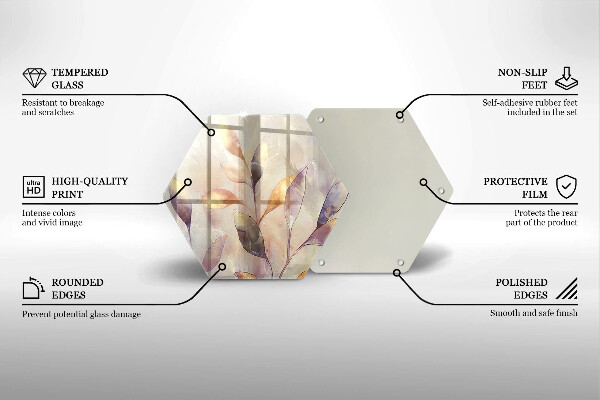 Tagliere in vetro Foglie boho dipinte