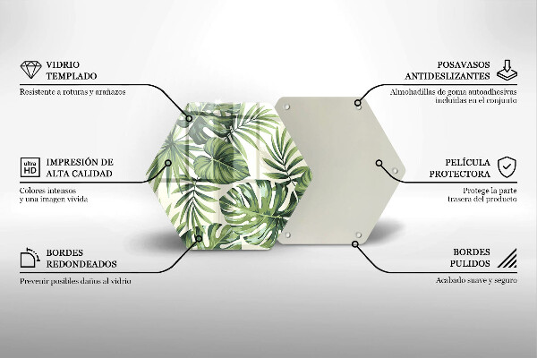 Tagliere in vetro Monstera lascia l'illustrazione