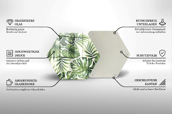 Tagliere in vetro Monstera lascia l'illustrazione