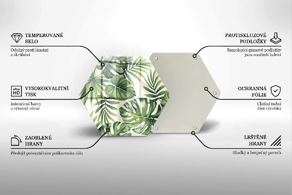 Tagliere in vetro Monstera lascia l'illustrazione