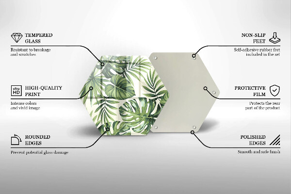 Tagliere in vetro Monstera lascia l'illustrazione