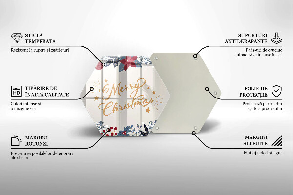 Tagliere in vetro temperato Iscrizione di Merry Christmas