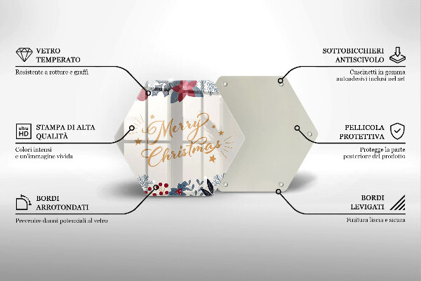 Tagliere in vetro temperato Iscrizione di Merry Christmas