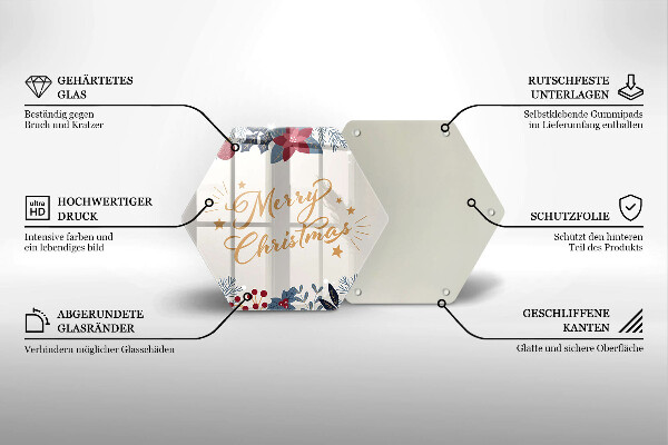Tagliere in vetro temperato Iscrizione di Merry Christmas