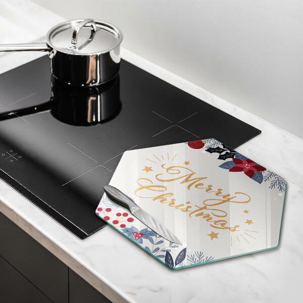 Tagliere in vetro temperato Iscrizione di Merry Christmas