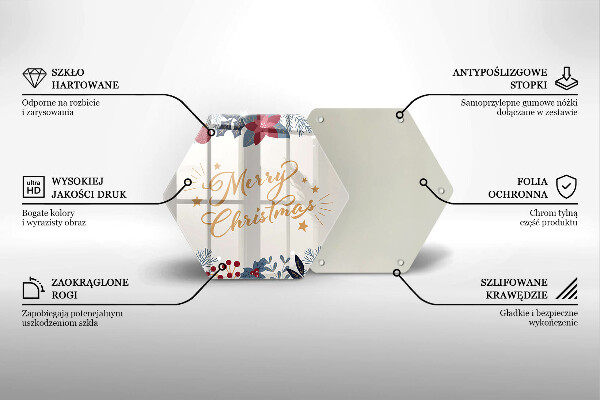 Tagliere in vetro temperato Iscrizione di Merry Christmas