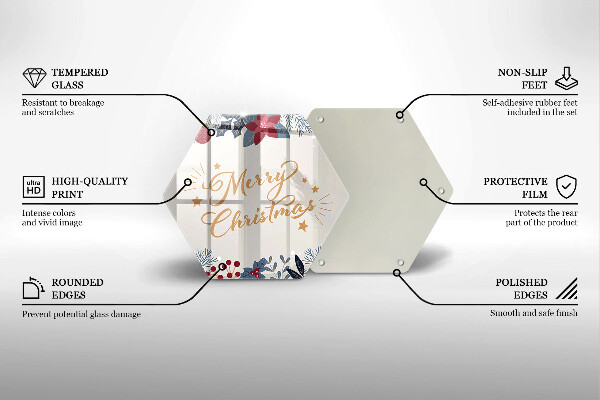 Tagliere in vetro temperato Iscrizione di Merry Christmas