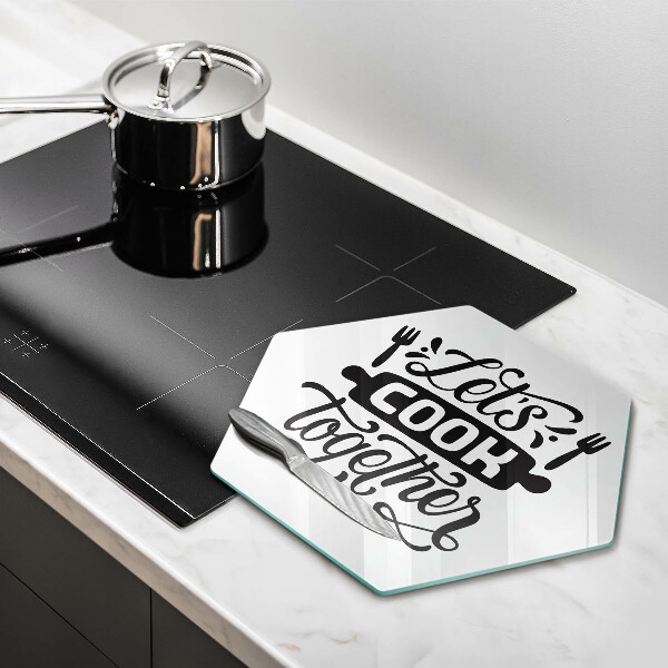 Tagliere in vetro Let's cook together