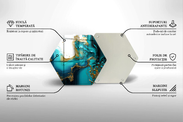 Tagliere in vetro temperato Astrazione turchese