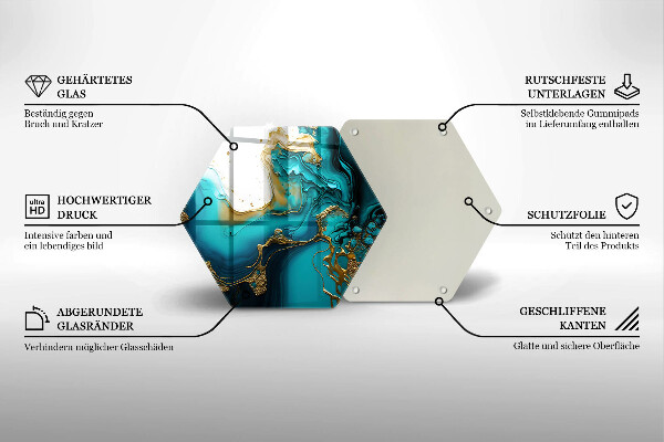 Tagliere in vetro temperato Astrazione turchese