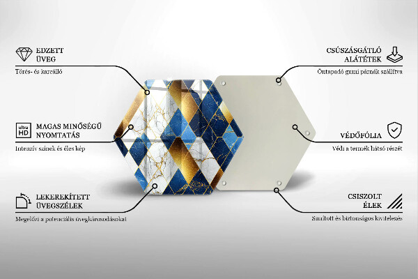 Tagliere in vetro temperato Rombi di marmo dorato