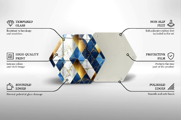 Tagliere in vetro temperato Rombi di marmo dorato