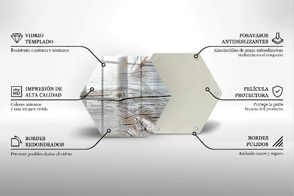 Tagliere in vetro temperato Struttura in legno chiaro