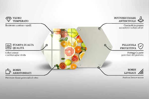 Tagliere in vetro temperato Agrumi