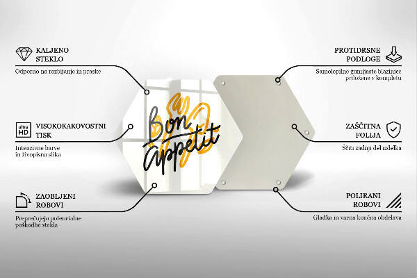 Tagliere in vetro temperato Iscrizione Bon Appetit