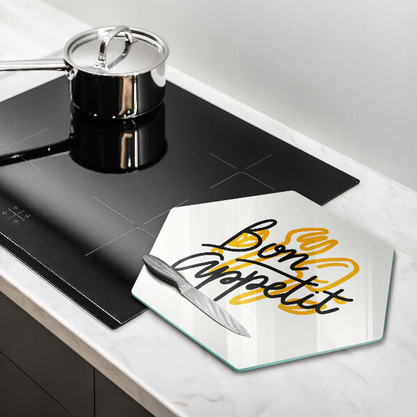 Tagliere in vetro temperato Iscrizione Bon Appetit