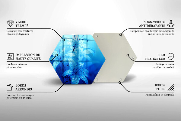 Tagliere in vetro temperato Fiori blu