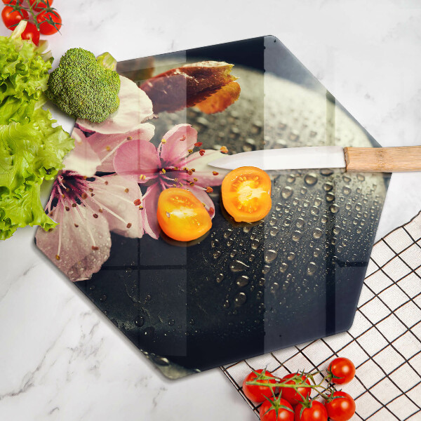 Tagliere in vetro temperato Fiori pietre zen