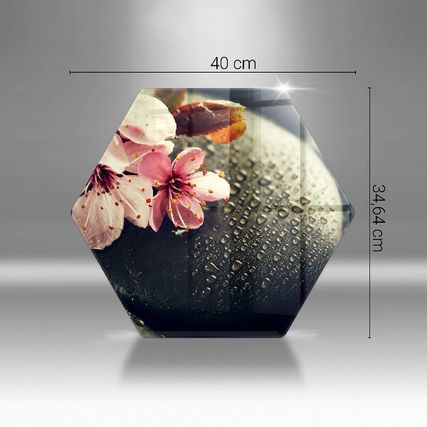 Tagliere in vetro temperato Fiori pietre zen