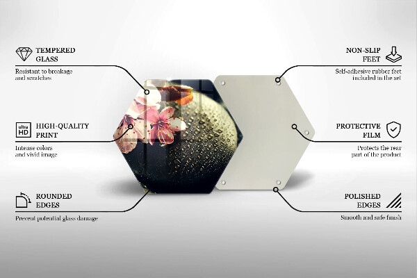 Tagliere in vetro temperato Fiori pietre zen