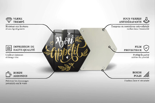 Tagliere in vetro temperato Iscrizione Bon Appetit