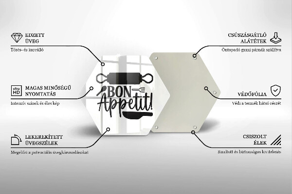 Tagliere in vetro temperato Iscrizione Bon Appetit