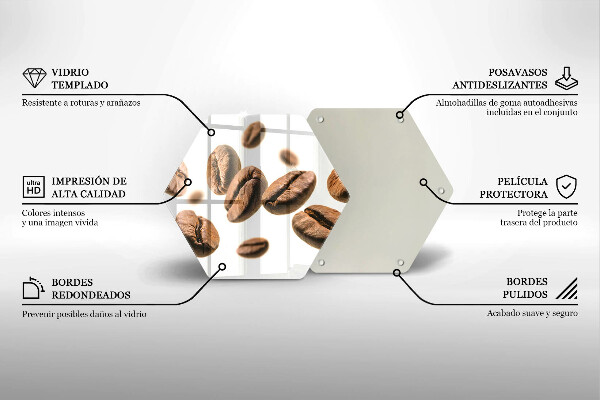 Tagliere in vetro temperato Chicchi di caffè