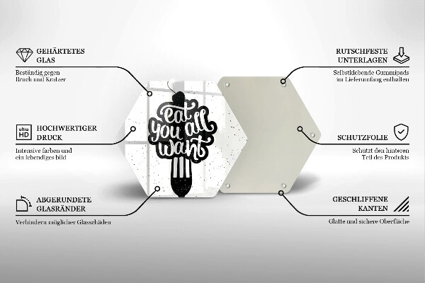 Tagliere in vetro temperato Eat all you want